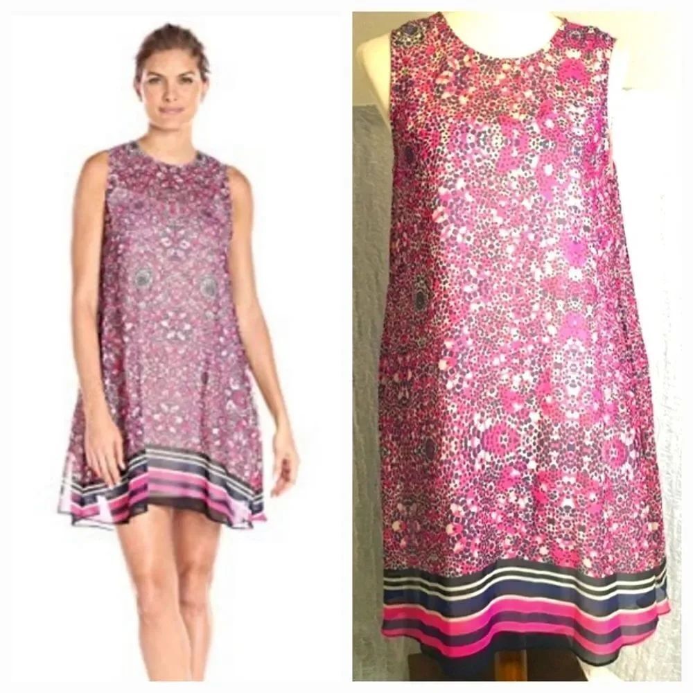 Anthropologie NWT Donna Morgan Pink Print Dress Size 6